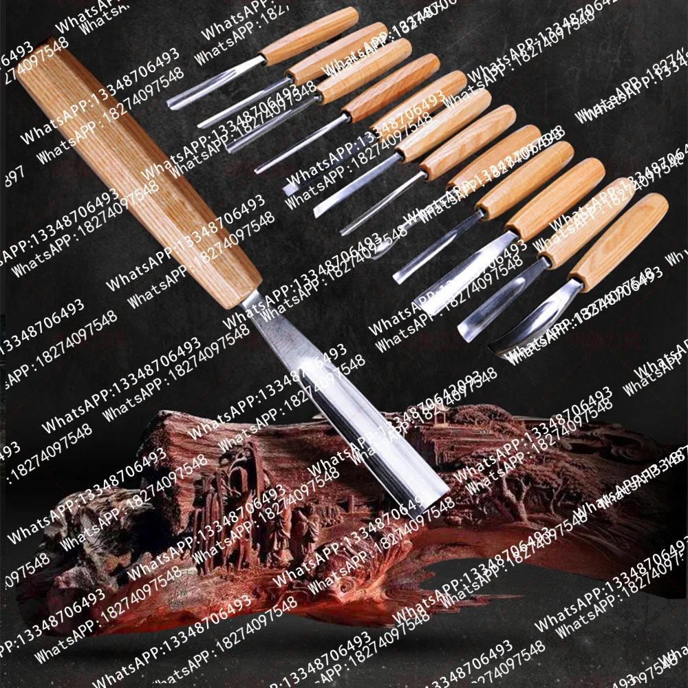 12pcs/set Wood Carving Kit with Cr-V 60 Steel Blades Stainless Steel Professional Wood Chisel Set Home DIY Woodworking Tools