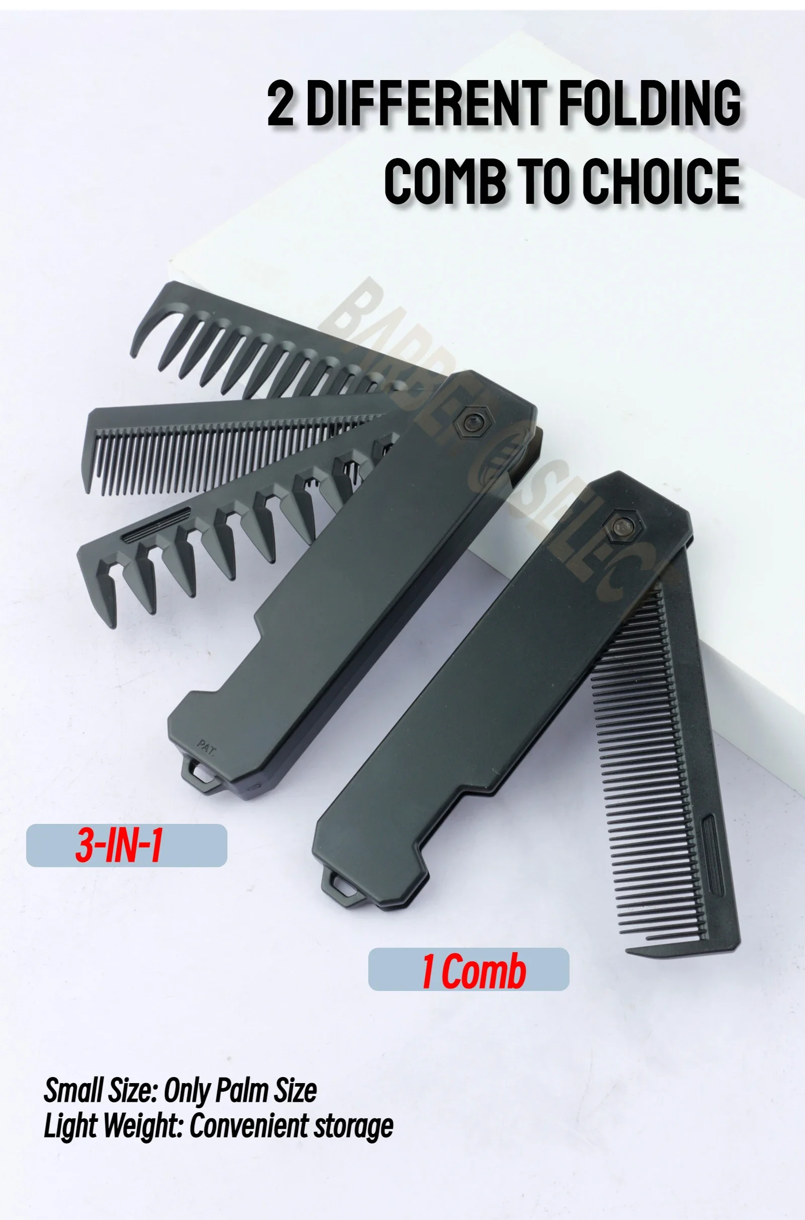 Neuester 1/2/3-in-1 tragbarer Klappkamm, Friseur-Clipper-Kamm, breitzahniger Kamm für Ölhaar, Mini-Bartkamm, Styling-Werkzeug für den Salon. – Detail 8