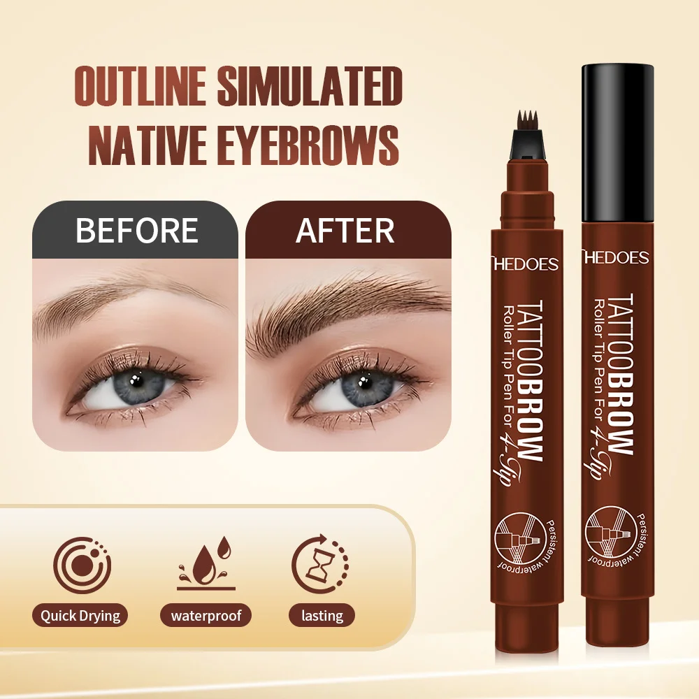 لحية بأربعة محاور، فرشاة، قلم حواجب، ثنائي الغرض مقاوم للماء والعرق، سريع الجفاف في ثانية واحدة