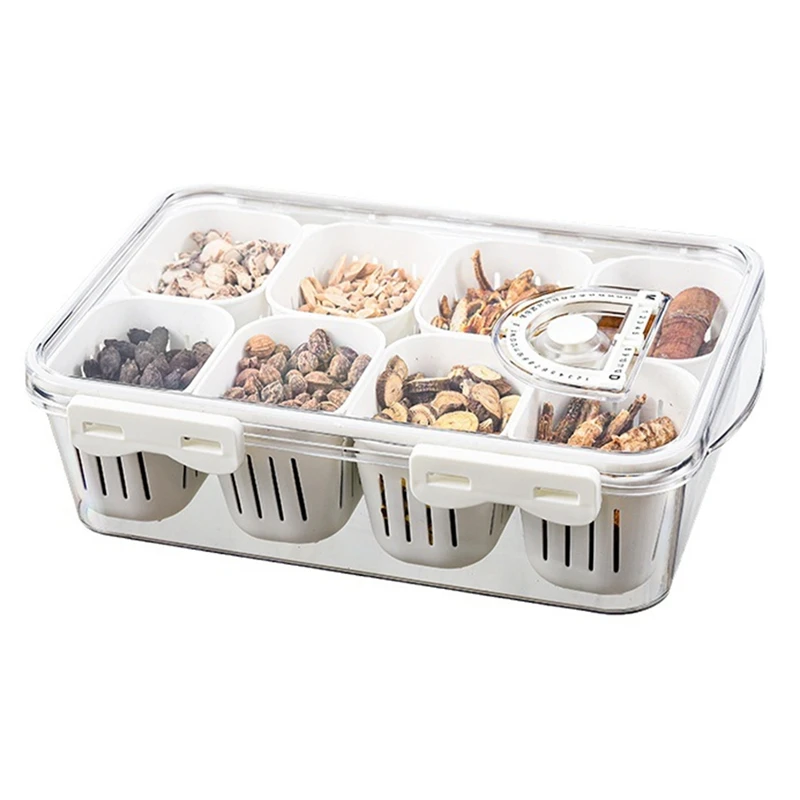 

Divided Serving Tray With Lid Compartment Veggies Tray Portable Square Snackle Box Stackable Travel Storage Containers