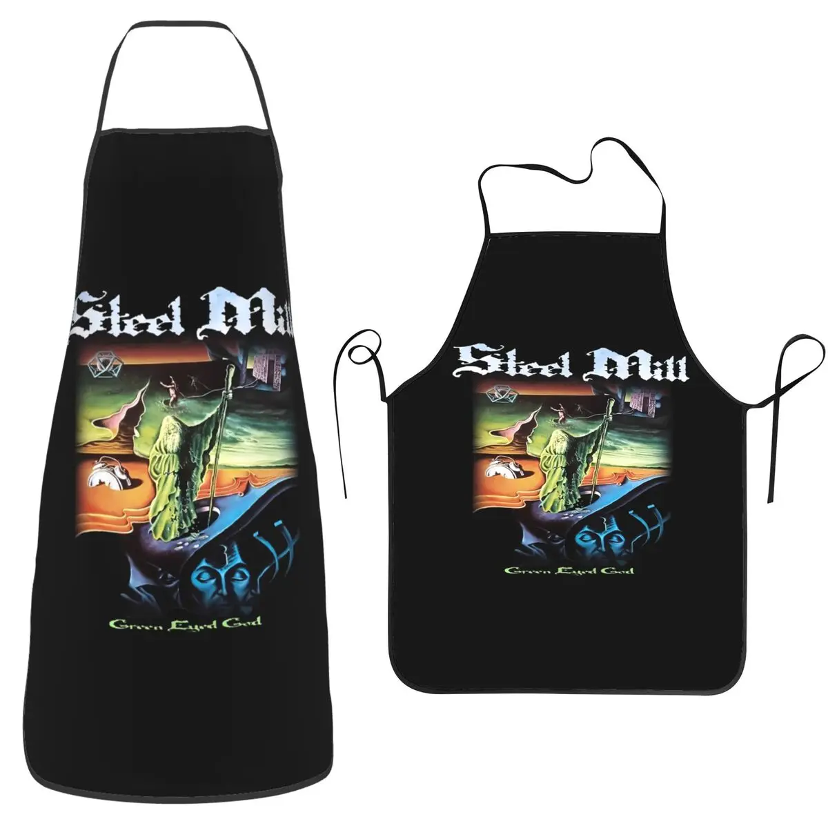 Steel Mill - Greed Eyed God Tabliers Chef Cuisine Cuisson Tablier Sans Manches Bavoir Cuisine Nettoyage Tablier pour Femmes Hommes Peinture