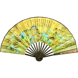 33cm Carving Fan Chinese Portable Party Fold Fans Retro Bamboo Landscape Gift Hand Fan Vintage Men women Drama Hand Silk Fans
