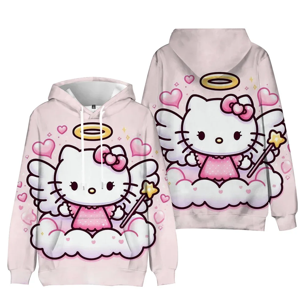 Hello Kitty Cartoon Cute Print Fashion Hoodie y2k Fashion New Women's Casual Harajuku Sweatshirt Kawaii Women's Spring Top