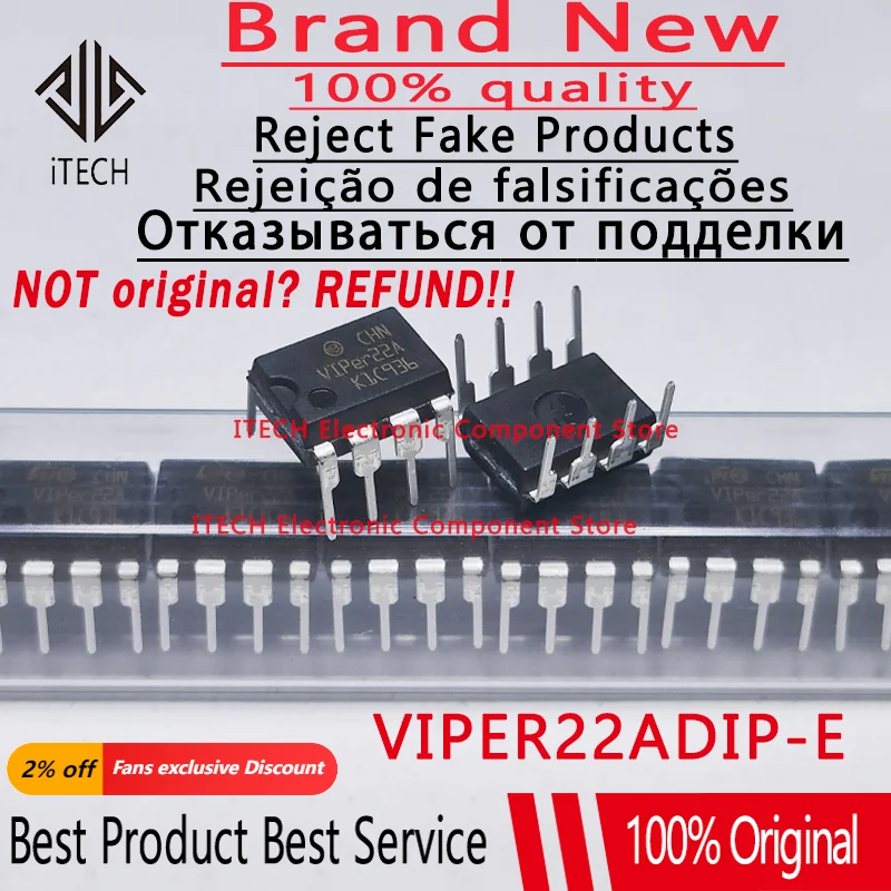 10pcs/lot Original VIPER22ADIP-E VIPER22A DIP8 100% New and Genuine In Stock