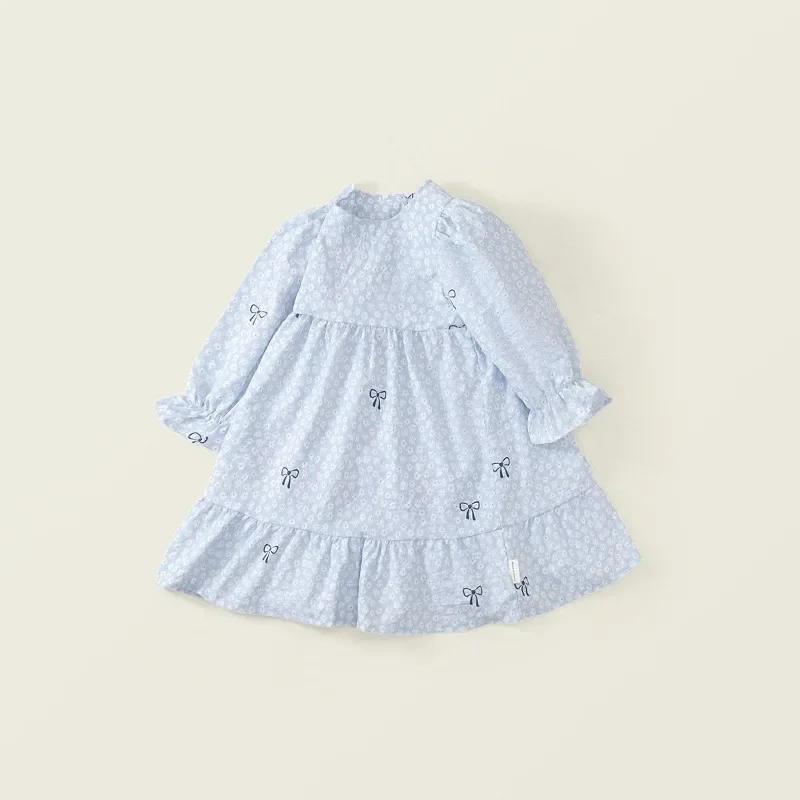 Kinder Mädchenkleid RAISE Herbst Schleife Blumendruck Kinder Mädchen Prinzessinnenkleid Rundhals 2-8 Jahre Mädchen Langarmkleid Haarband – Detail 19