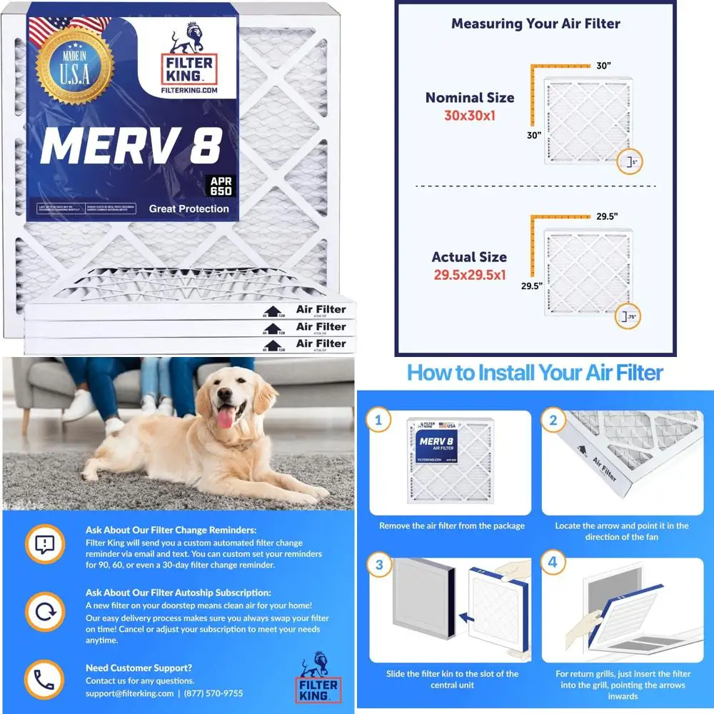 

Воздушные фильтры плиссированные HVAC 14x25x1 MERV 8 в упаковке, 12 шт., сделано в США, настоящий размер, 13,75x24,75x0,75 для печи переменного тока