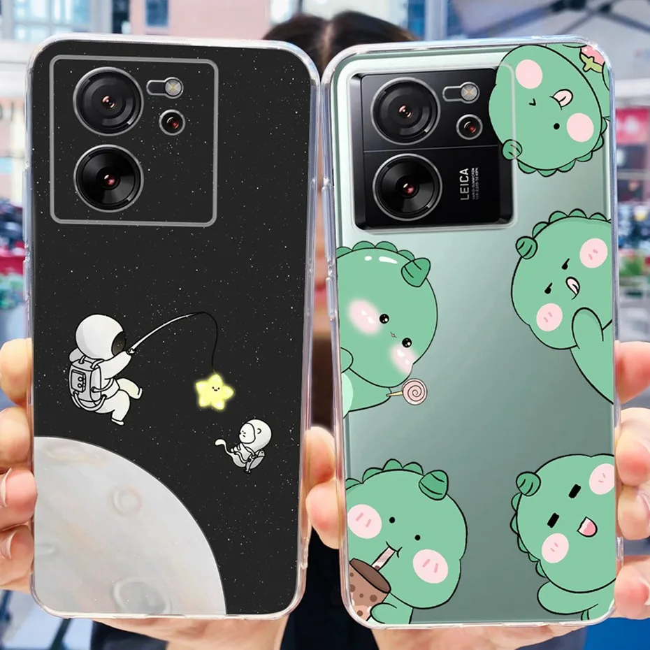 Voor Xiaomi 13T 2023 Schattige Bloem Kat Patroon Telefoonhoesje Voor Xiaomi 13T Pro 5G Mi 13T 13Tpro Zachte Siliconen Tpu Achterkant