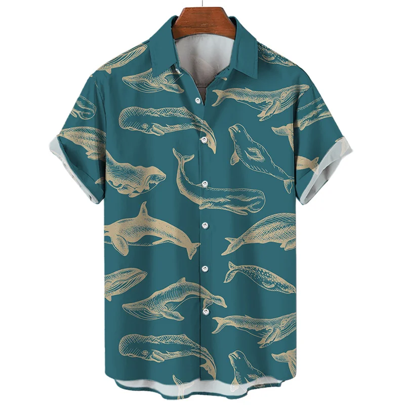 3d Print Shark Jellyfish Hawaiian Shirt For Men Casual Sea Life Animal Pattern Short Sleeve Blouse Summer Fashion Top Shirts