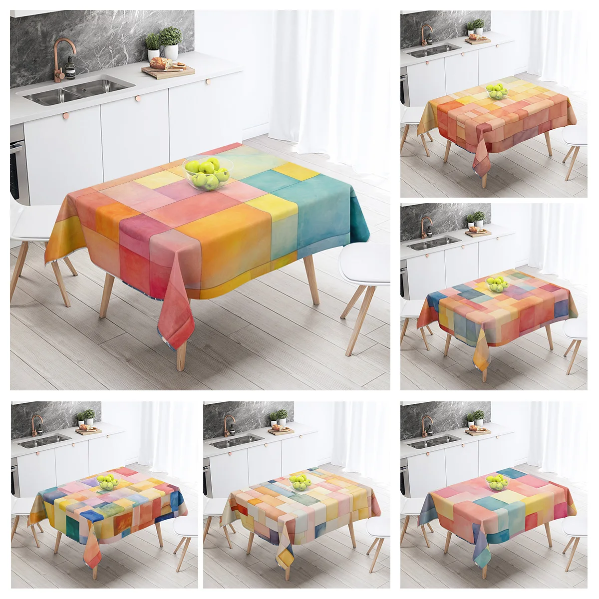 Nordic Minimalist Geometric Tablecloth 140X200cm Machine Washable Ins Style Dining Tablecloth Household Living Room Decorative