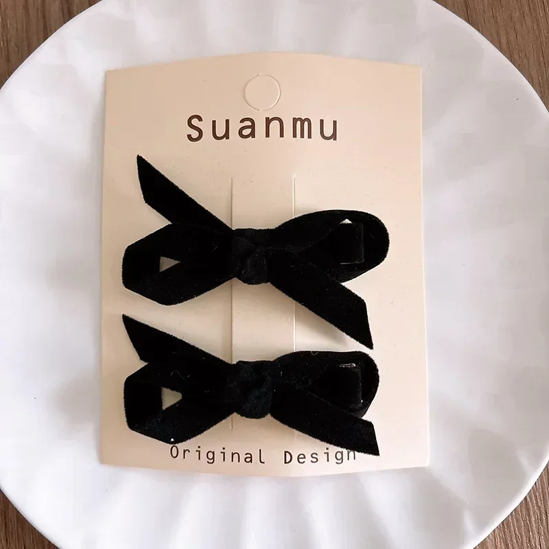 2pcs/set Korean Velvet Hair Bows Set for Kid Girls Princess Cute Elegant Barrettes Hair Ties All-Match Kids Hair Accessories