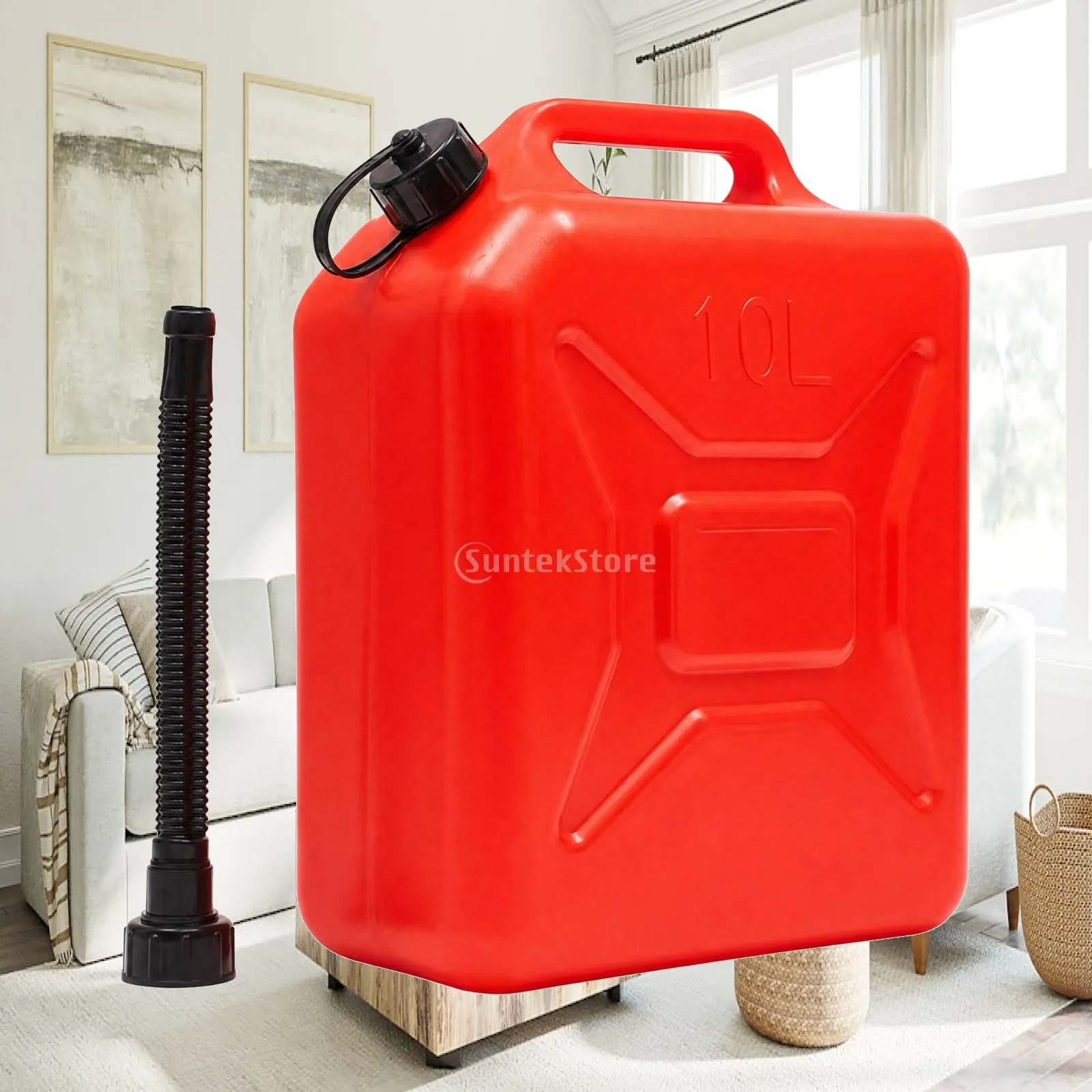 HDPE Plastic Fuel Container Multipurpose Fuel Can with Dispensing Hose Gas Can with Tethered Cap Portable