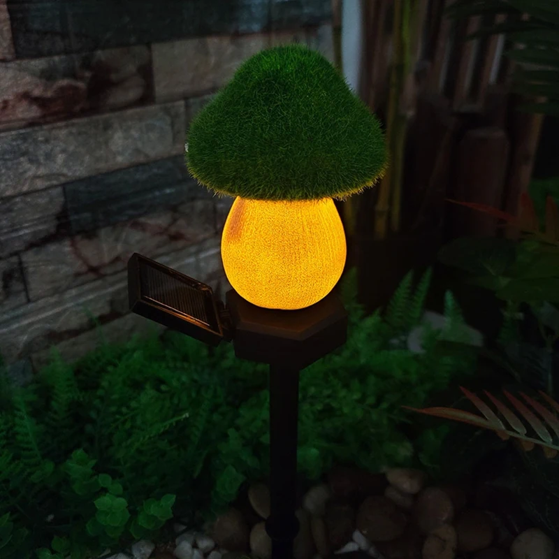 

Solar Flocking Mushroom Ground Plug Lamp Night Vision Lamp Garden Courtyard Decorative Lamp