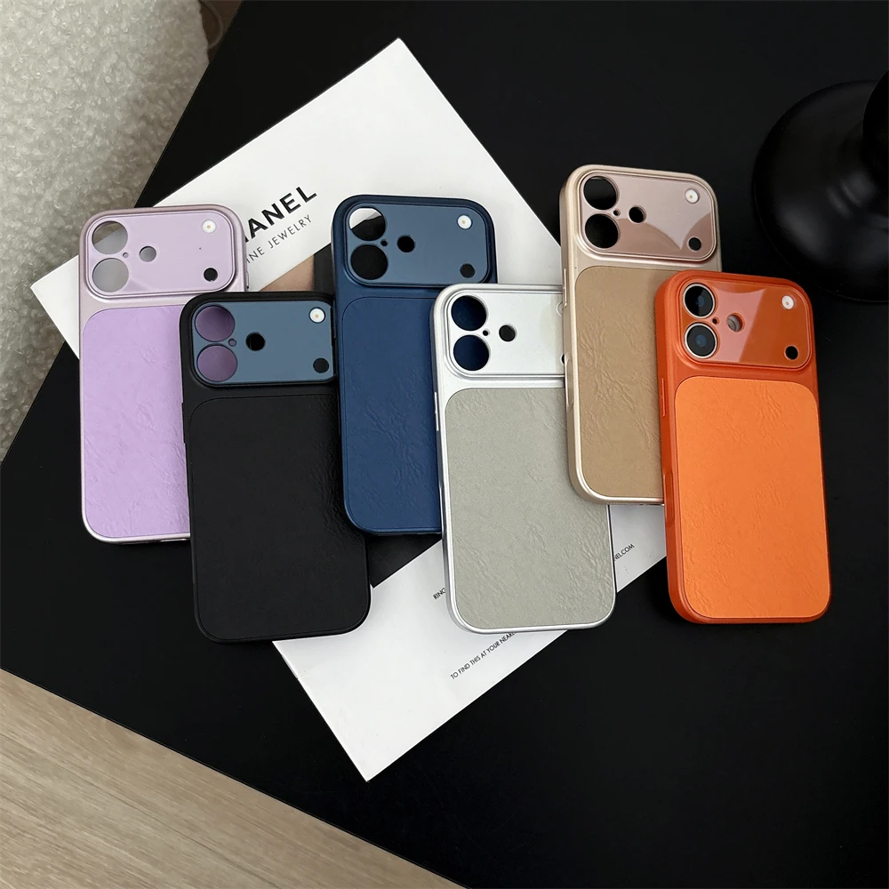 Luxuriöse Handyhülle aus Leder mit großem Fenster für iPhone 17, 16, 15, 14, 13, Pro Max, Linsenschutz, matte, stoßfeste Beschichtung auf der Rückseite