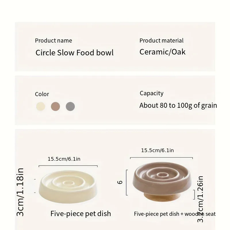 Ciotola in ceramica per mangiatoia lenta per animali domestici - Design anti-Gadping, piatto per alimenti puzzle adatto per cani e gatti