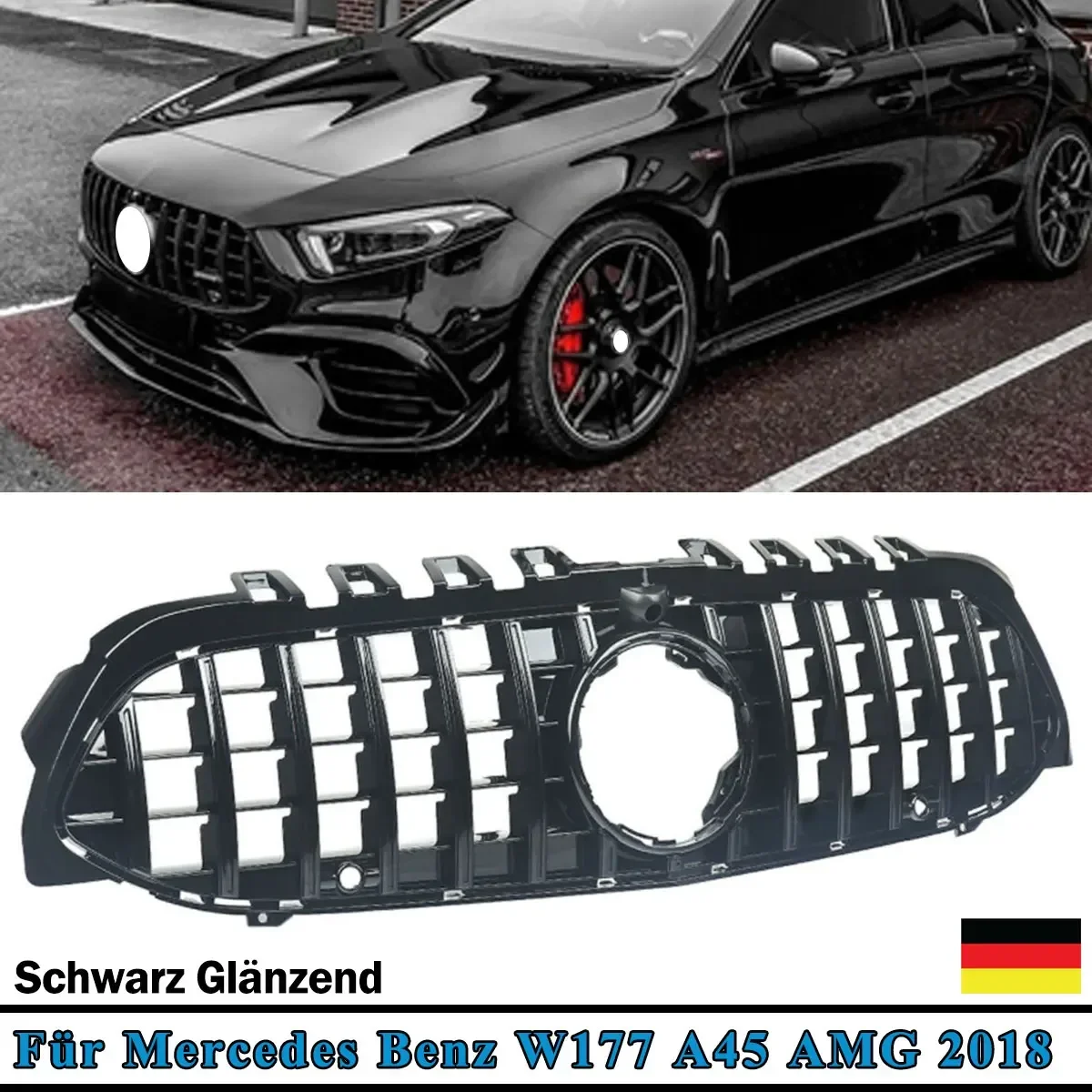 W177 A35 A45 Style Auto Przedni zderzak Panamericana GTR Grille 2019 2020 2021 2022 Racing Grille dla Mercedez Amg GT Grill CAR