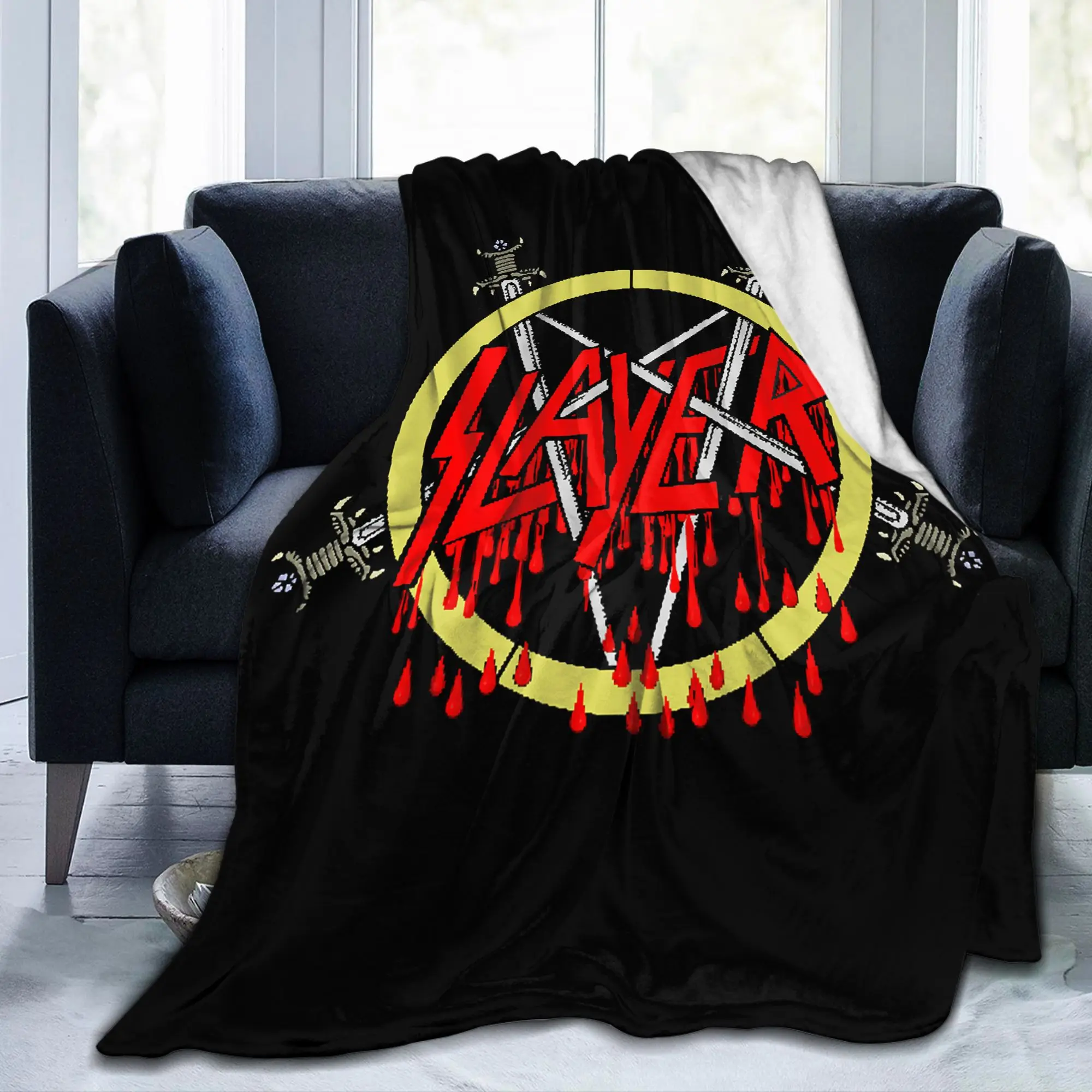 Custom Ultra-Soft Fleece S-Slayers Logo Throw Blanket Warm Flannel Heavy Metal Band Blankets for Bedding Office Couch Bedspreads