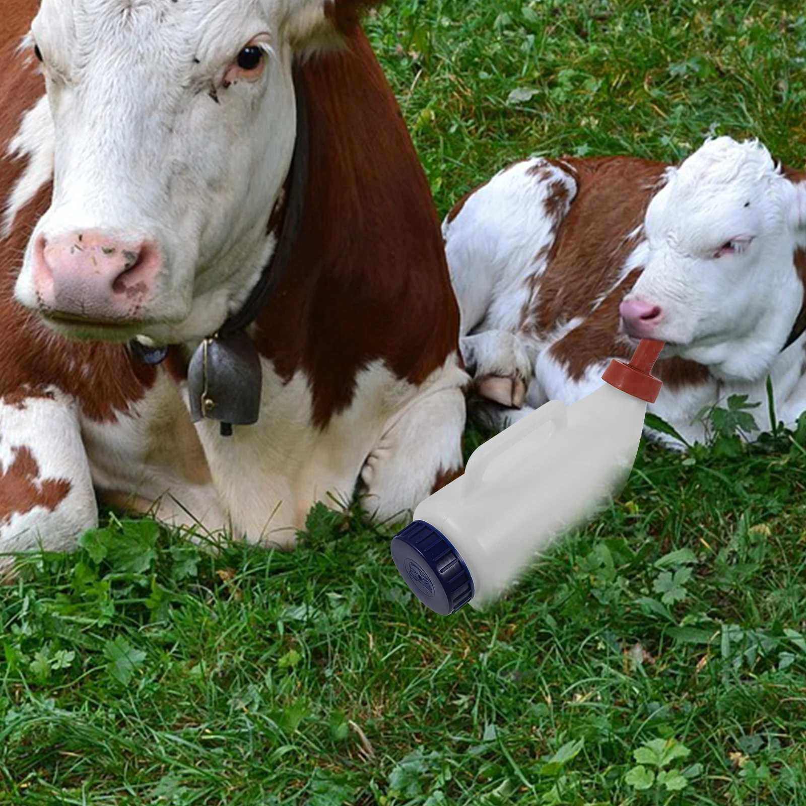 

Food Grade White 2L Large Capacity Calf Milk Bottle Cow Farm Feeding Spout Livestock Sheep Tools Animal Nursing Bottle