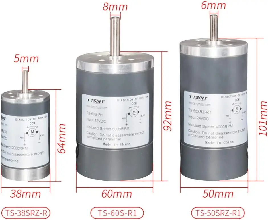 Small DC Motor Dia 50mm 12 24Volt High Speed 2000 RPM Optional Micro DC Brush Motor