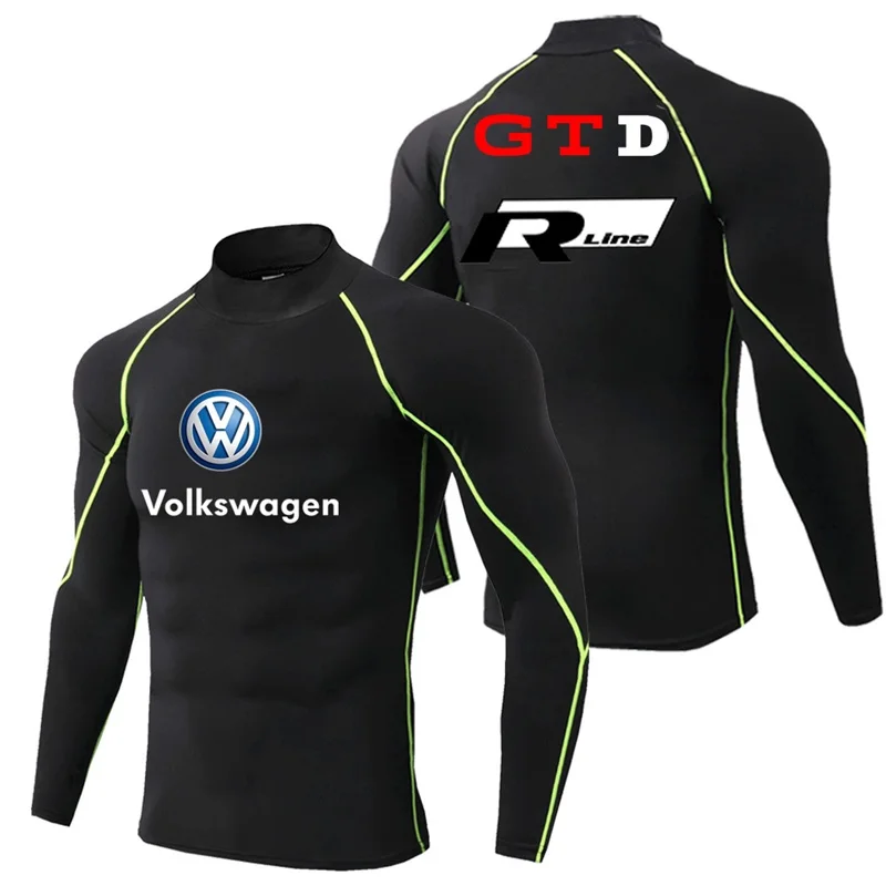Volkswagen logo printed men's running T-shirt, sun protection quick drying sportswear top, 2025 autumn new model