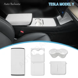 Per Tesla Model Y 2019-2023 Storage Box Console centrale tappetino di ricarica Wireless bracciolo scatola nascosta portabicchieri accessori interni