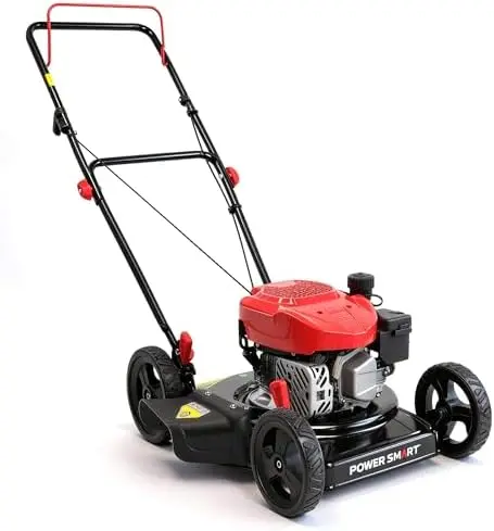 EasyCut 18-Inch Gas Lawn Mower, 144cc 4-Cycle Engine, Walk-Behind Push Lawn Mower, Side Discharge, 5-Position Height
