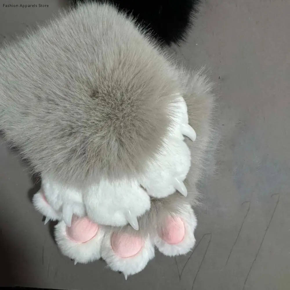 

Kawaii Cartoon Cosplay Costume Gloves Squeaky Kig Furry Plush Cat Paw Gloves Warm Fursuit Kigurumi Cosplay Props Gifts