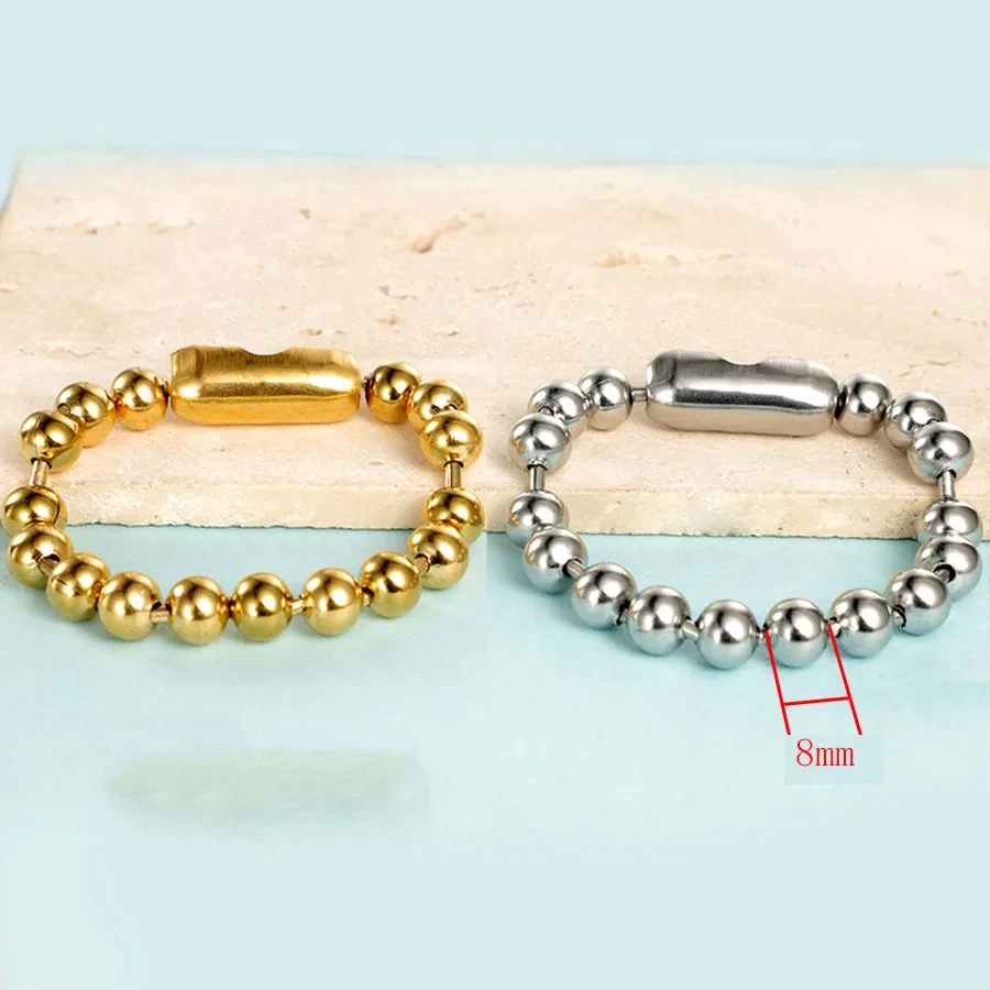 3/6/8mm Stainless Steel Ball Bead Bracelet For Men Women Gold/Silver Color Metal Bead Chain Pulsera Female