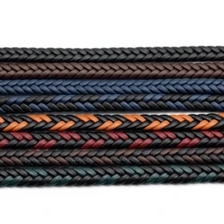 2meters 6mm Colorful Flat Braided Faux Genuine Leather Bracelet Finding Pu Leather Cord String Rope Diy Necklace Bracelet Making