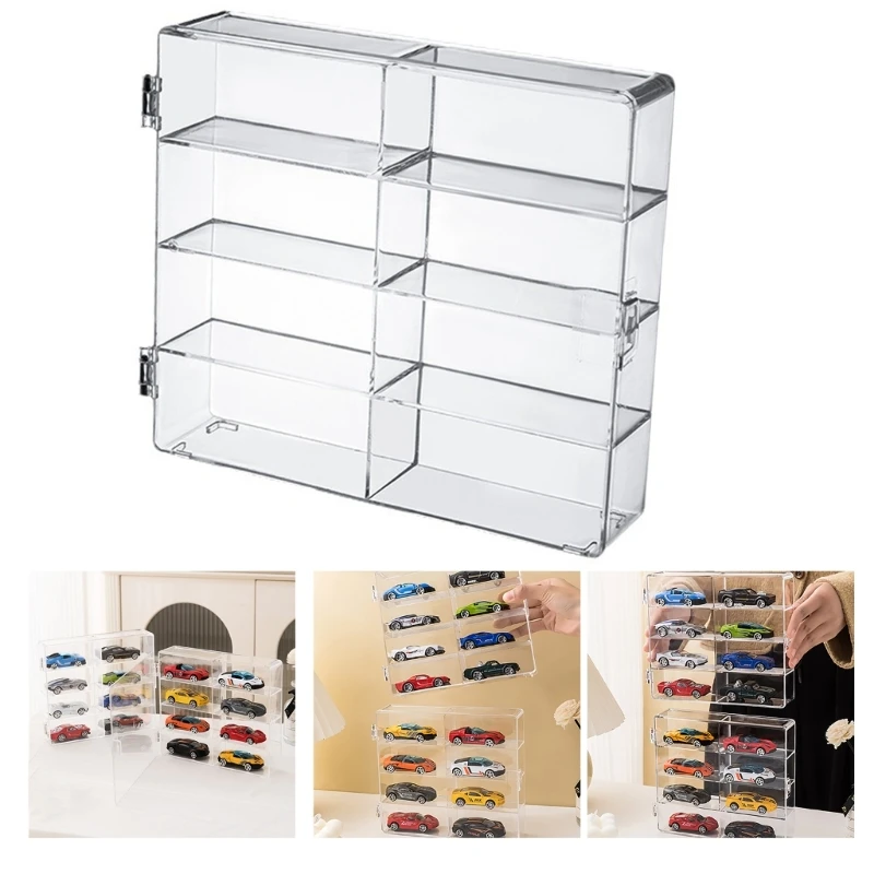 

Clear Acrylic Display Case 8 Compartments Storage Box for Model Car and Figures Transparent Acrylic Toy Car