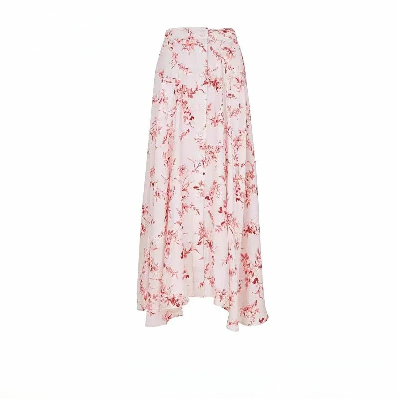 

Faionable Geometric Print Skirt for Women Spring Summer 2025 Uneven Hemline Polyester Mid-rise A-line Skirt
