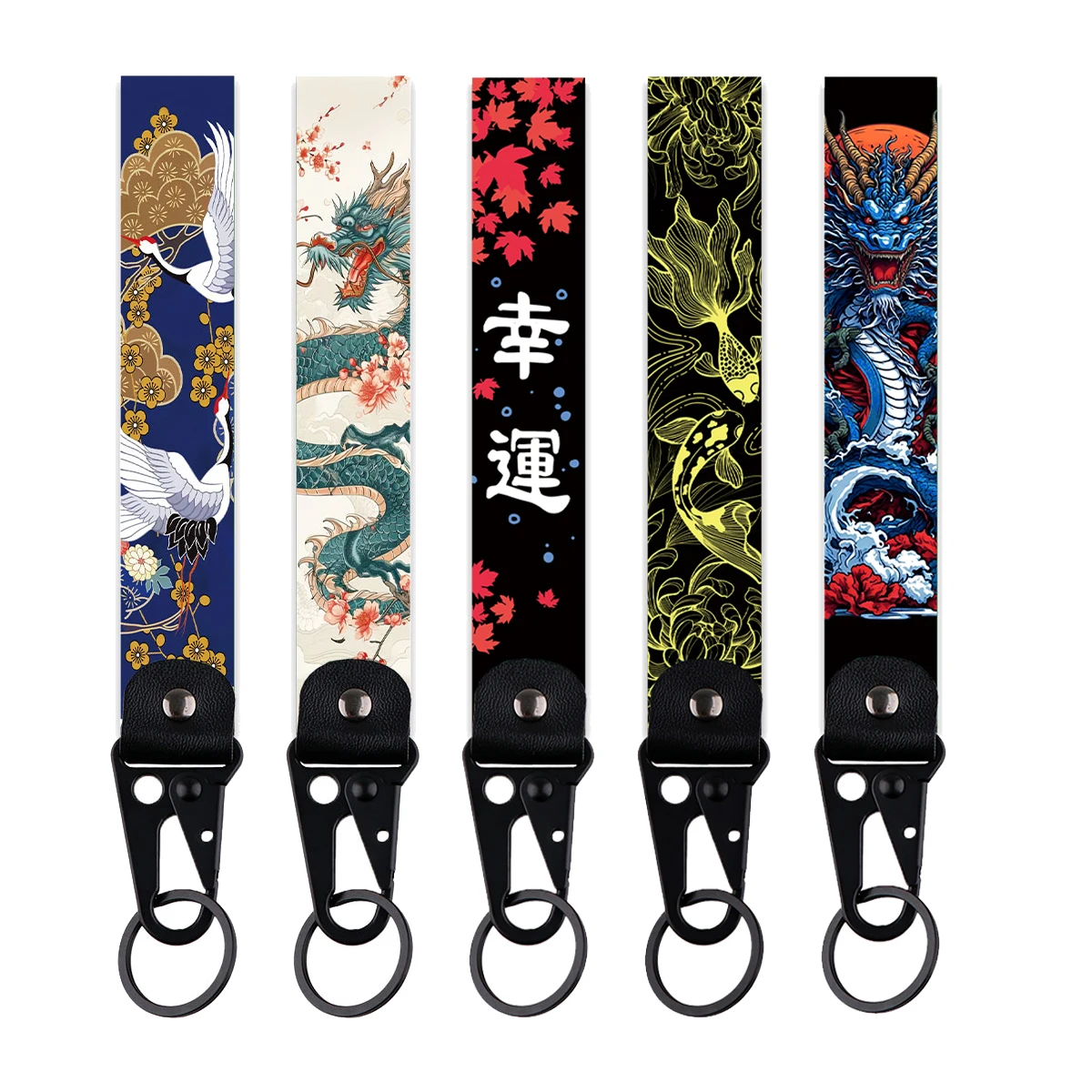 Crane Car Keychain Koi Fish Key Rings Dragon Jewelry Artistic Men Women Lanyard Motorcycle Accessories Gifts For Friends