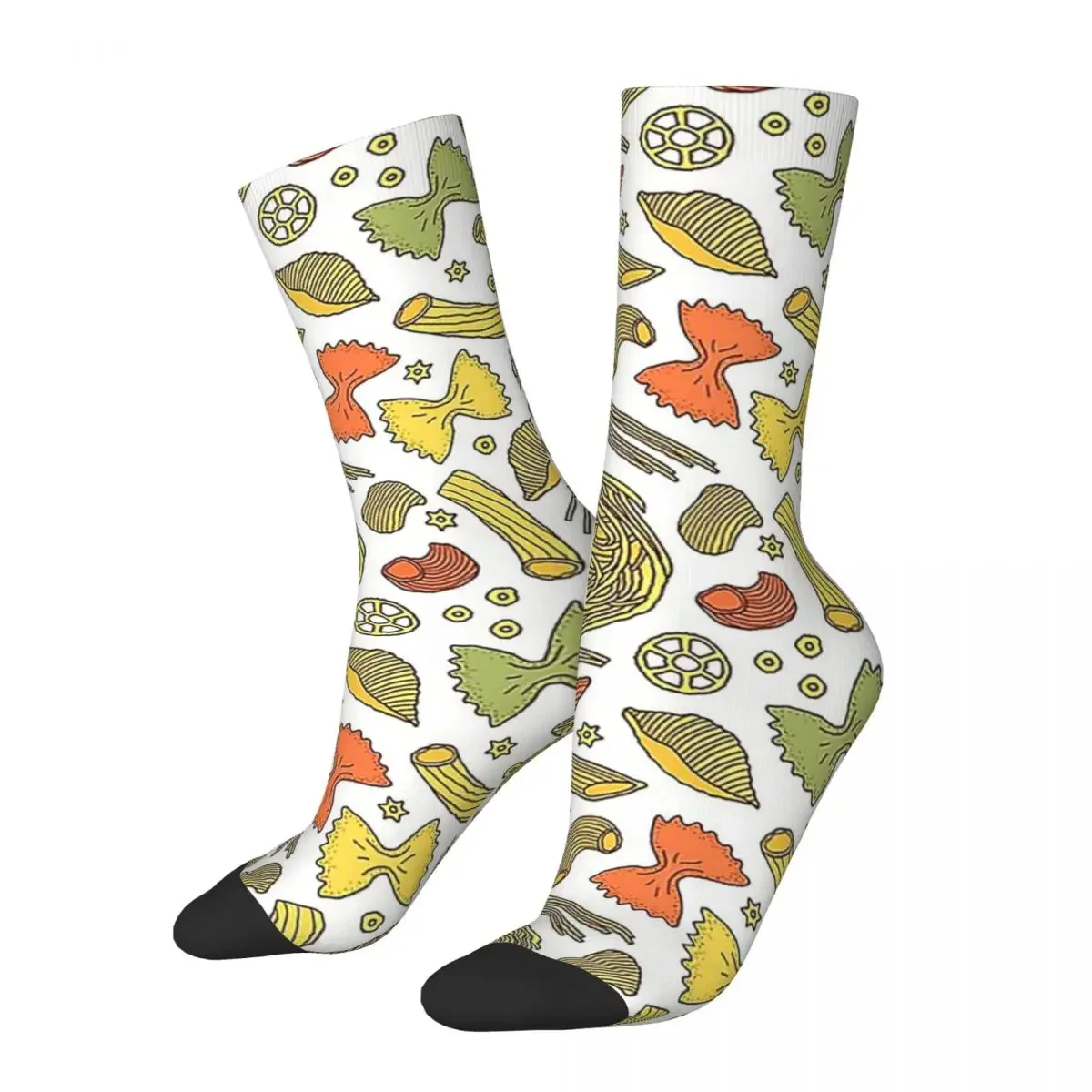 Pasta Pattern Socks Harajuku Sweat Absorbing Stockings All Season Long Socks Accessories for Unisex Gifts