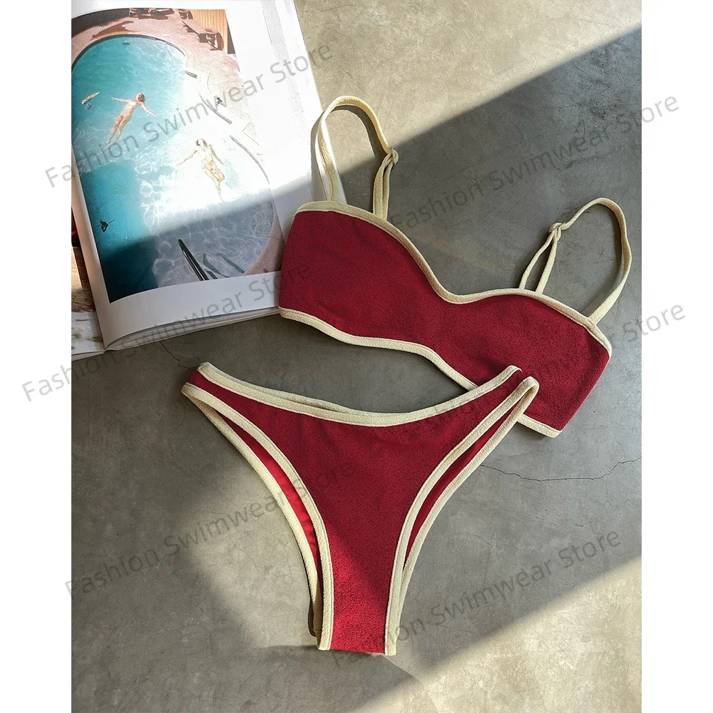 

Micro Bikinis Push Up Women Swimsuits 2025 Sexy Swimwear Brazilian Bikini Set Pink Biquini Patchwork Swimsuit Bandeau Beachwear