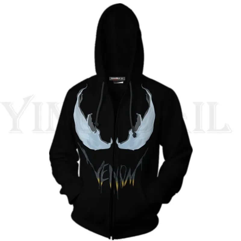 Men and Women Zip Up Hoodies Venom Spiderman 3d Print Hooded Jacket Mravel 4 Movie Anti-hero Sweatshirt  Streetwear Costume