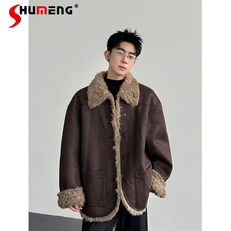 

Men's 2025 Winter New Double-sided Wear Parkas Masculinity PU Leather Thickened Parkas Men's Warm Chic Faux Fur Integrated Coats