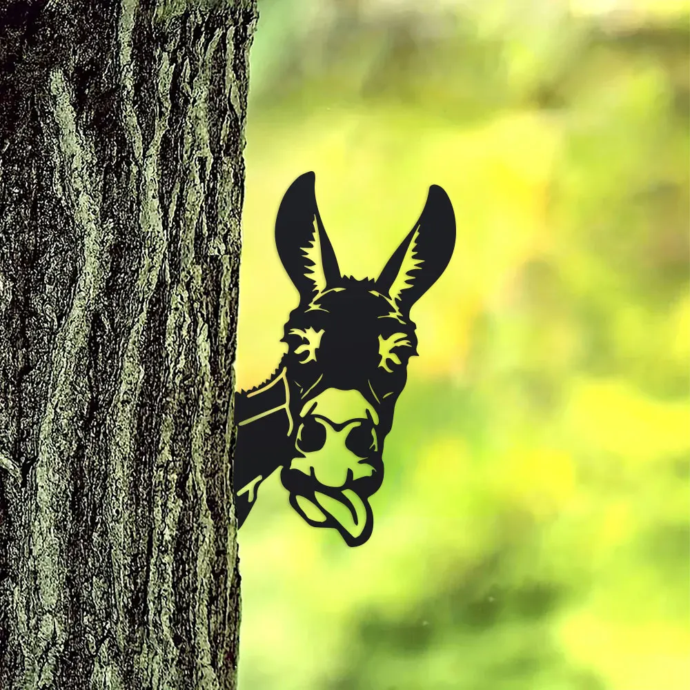 

Металлический декор DDPNKL в виде силиуэта осла в деревенском стиле, очаровательное украшение в виде животного с вытянутым языком для сада, забора, декора фермерского дома