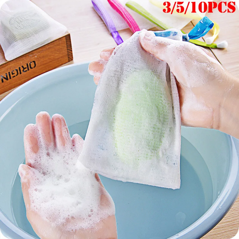 Portable Hangable Soap Bags Bath Shower Gel Facial Cleanser Foaming Mesh Bags Body Soap Cleanser Bubble Net Bags Cleaning Tools