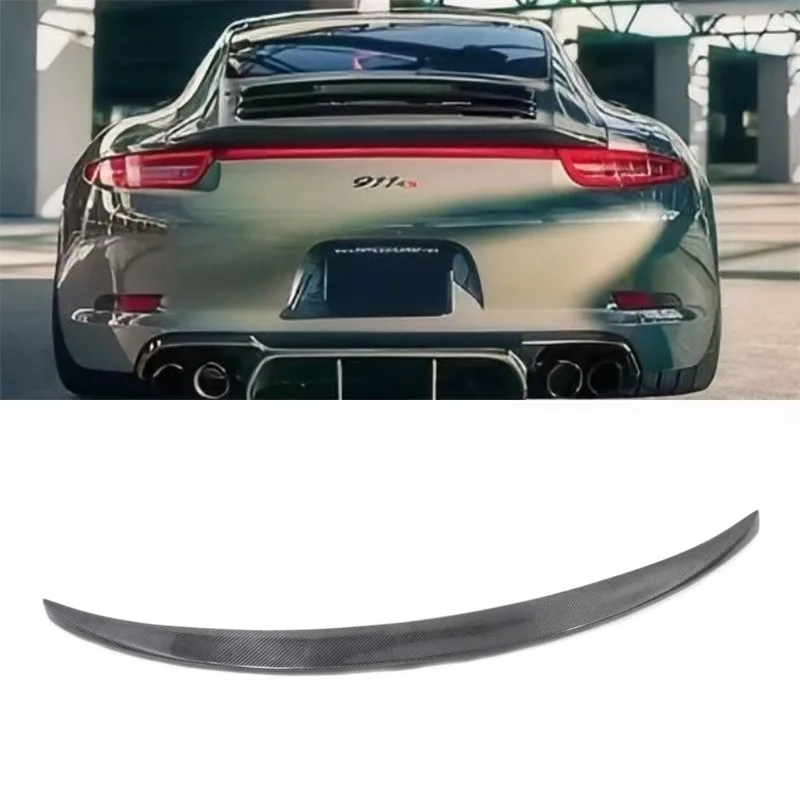 

For Porsche 911 991 2011-2018 Real Carbon Fiber Tail Wing Rear Trunk Lip Car Accessories Refit Decoration Spoiler Kit