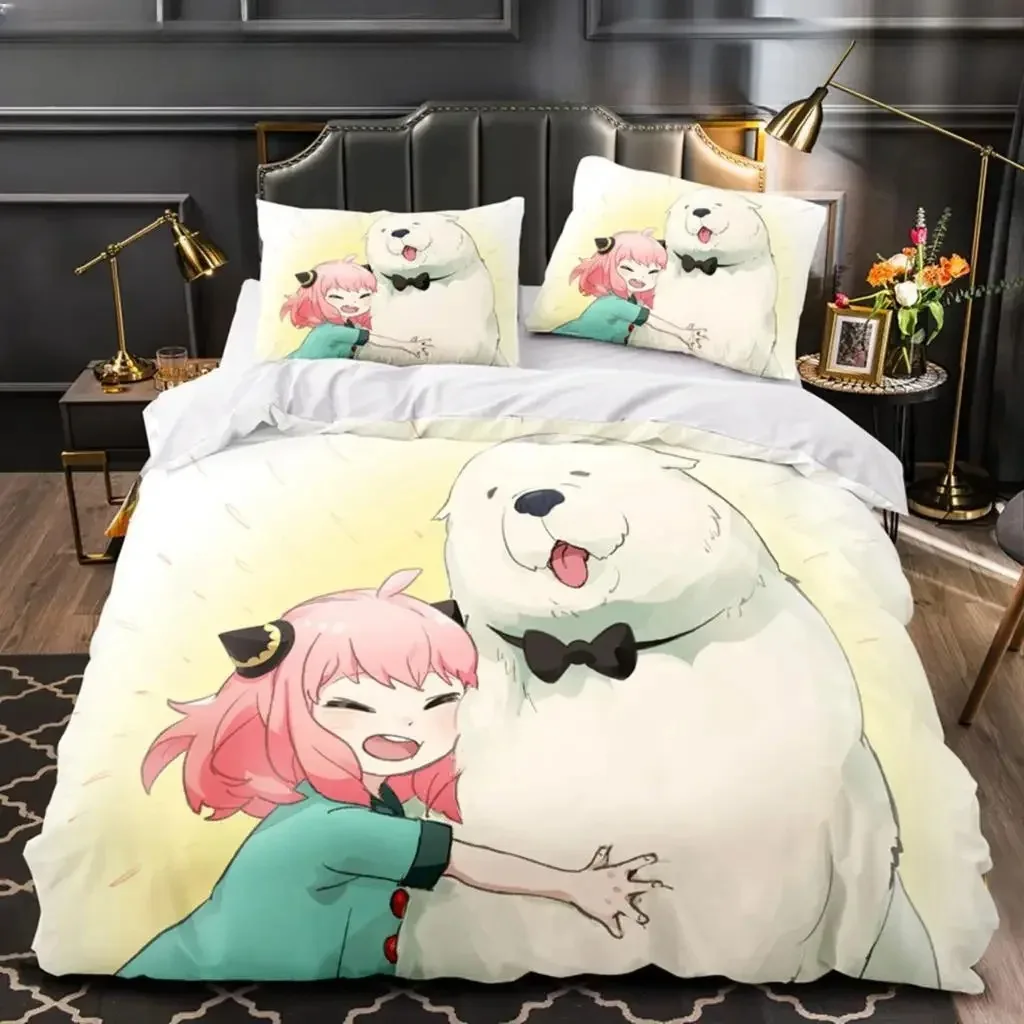 3D Anime SPY×FAMILY Anya Forger Comforter Bedding Sets Full Size Cartoon Duvet Cover Queen King Size Quilt Cover Pillowcase Set