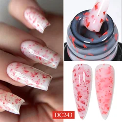 7ML 골드 호일 빠른 확장 네일 젤 베르니 세미 퍼머넌트 아크릴 크리스탈 핑크 클리어 누드 젤 매니큐어 UV 건설 젤