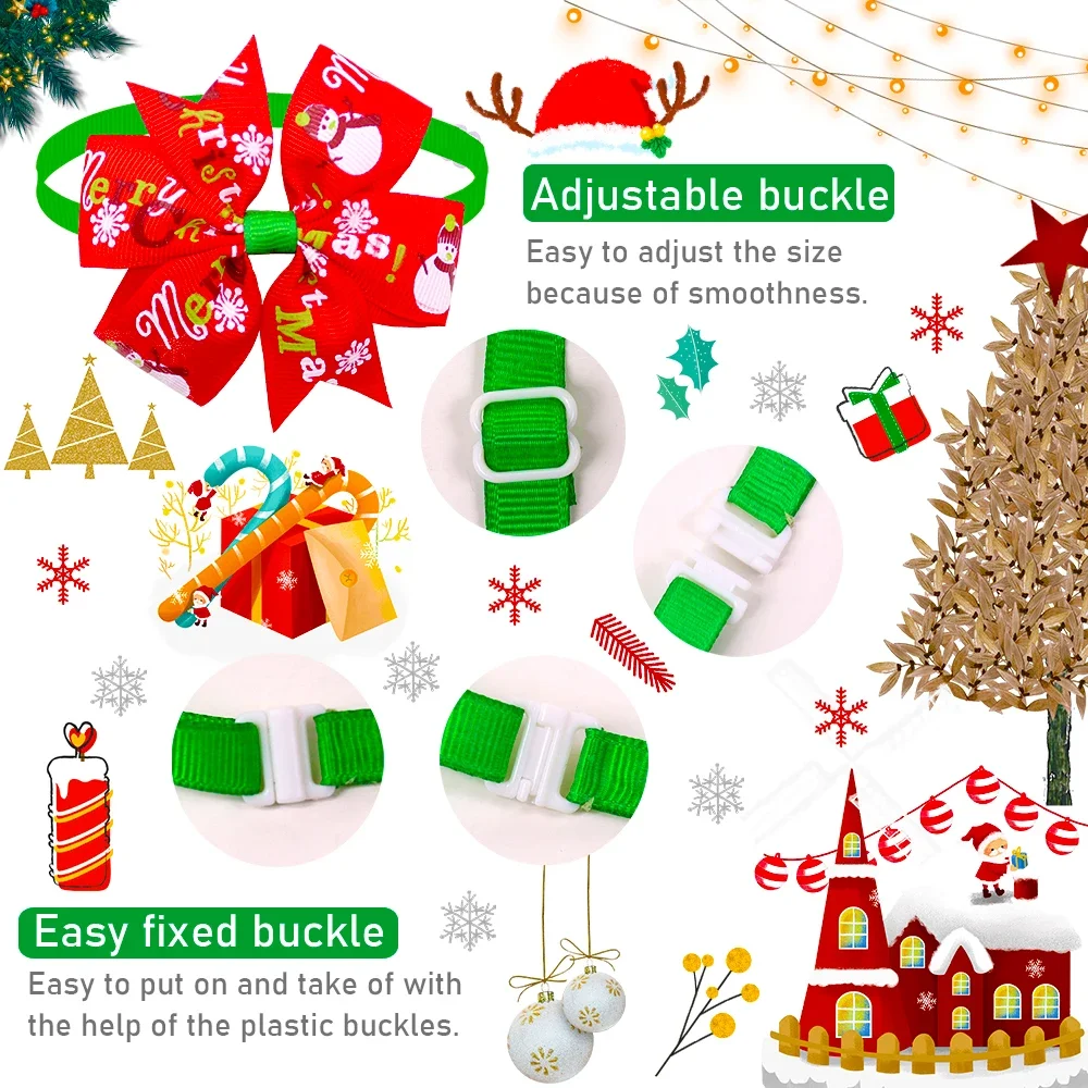 50/100pcs Dog Christmas Bow Tie Christmas Pet Supplies Dog Accessories Small Dogs Cat Bowties Neckteis Dogs Holiday Products