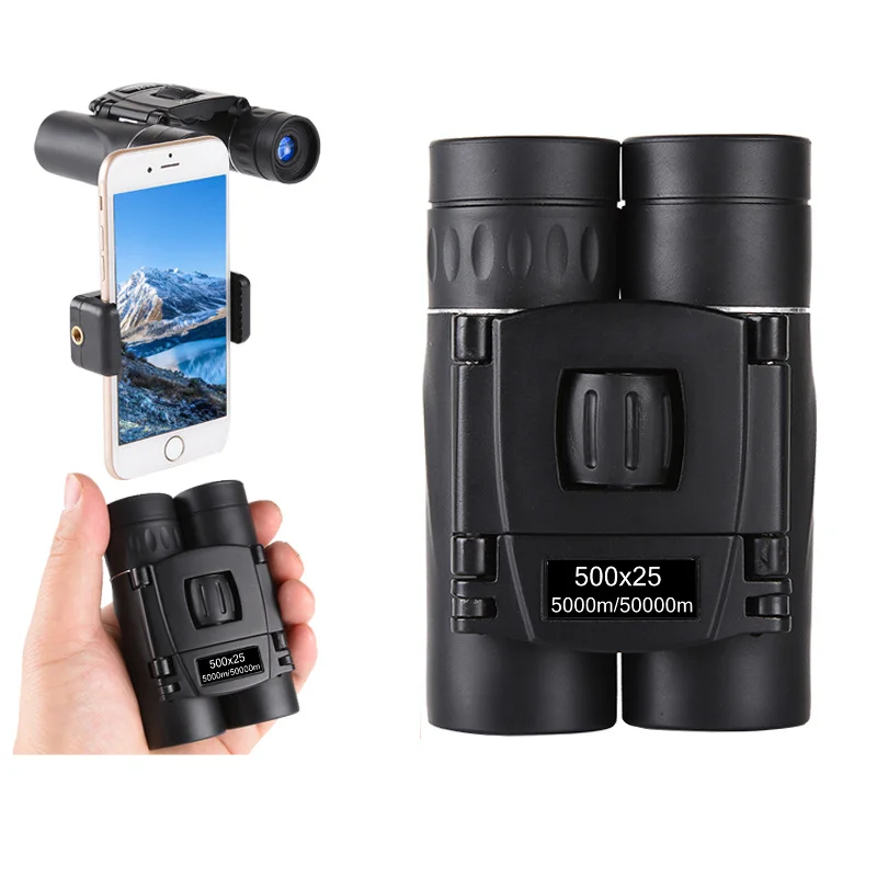 Binocolo zoom HD portatile 5000M/50000M Telescopio 500X25 Potente visione pieghevole a lunga distanza Caccia Sport di campeggio all\'aperto