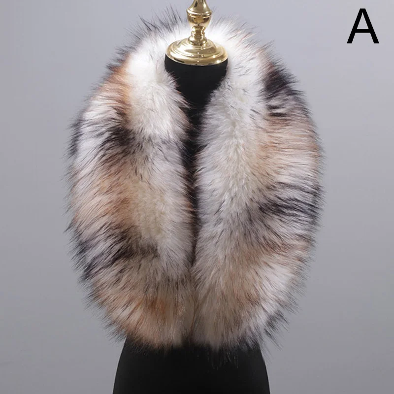 Faux Fur Collar Winter Warm Fluffy Scarf Fake Coat Fur Collar Down Jackets Hood Fur Decor Shawl For Women Men Apparel Sewing