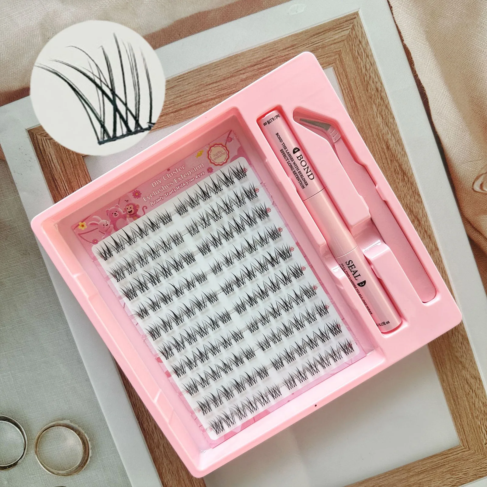 Princesa tira completa cílios postiços conjunto individual cílios bond & seal lash pinças kit diy lash extensão kit