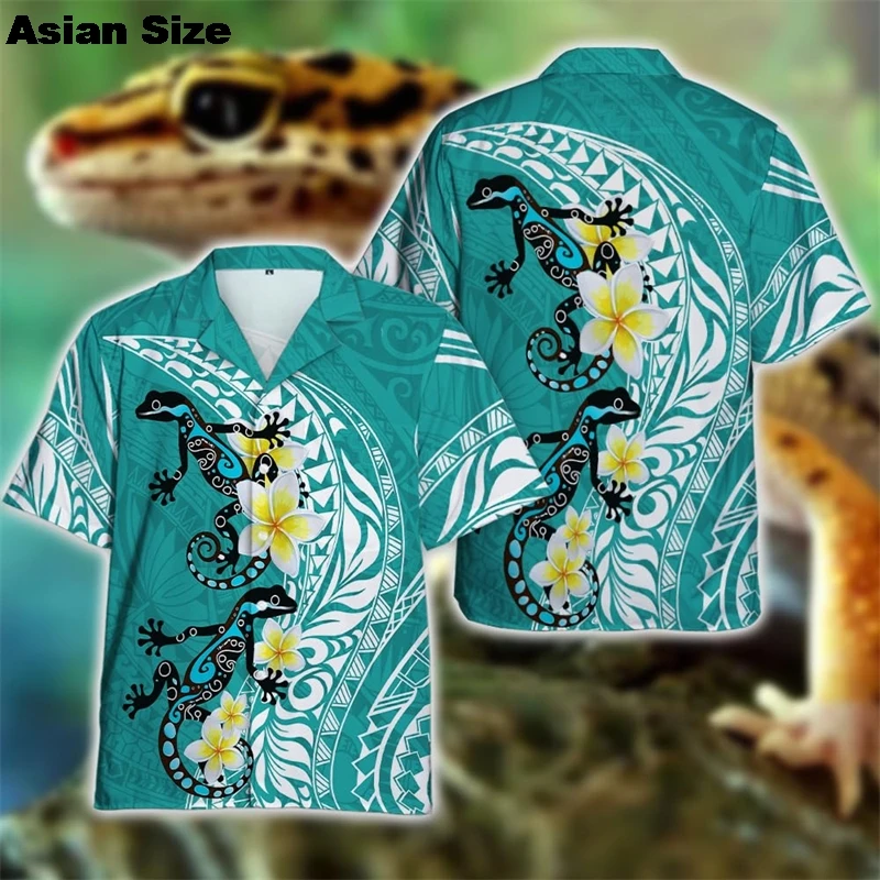 Cute Gecko Hawaiian Beach Shirt Funny Animal Lizard Lapel Blouse Cabrite Shirts For Men 2025 Hip Hop Male Streetwear Blouses Tee