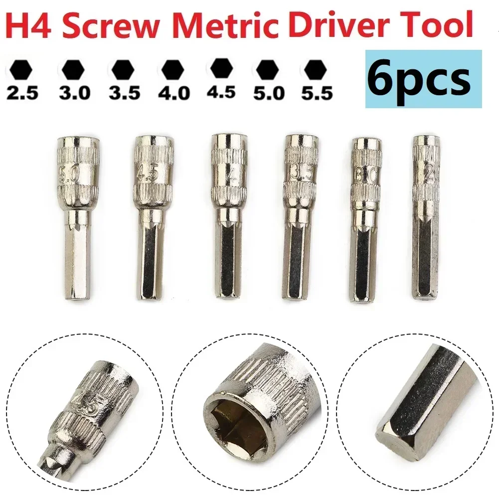 6 Point Hex Socket Parts 6Points Replacement 6pcs/Set Shank Silver Tone Bolts Socket Driver Tool For Car Repairing