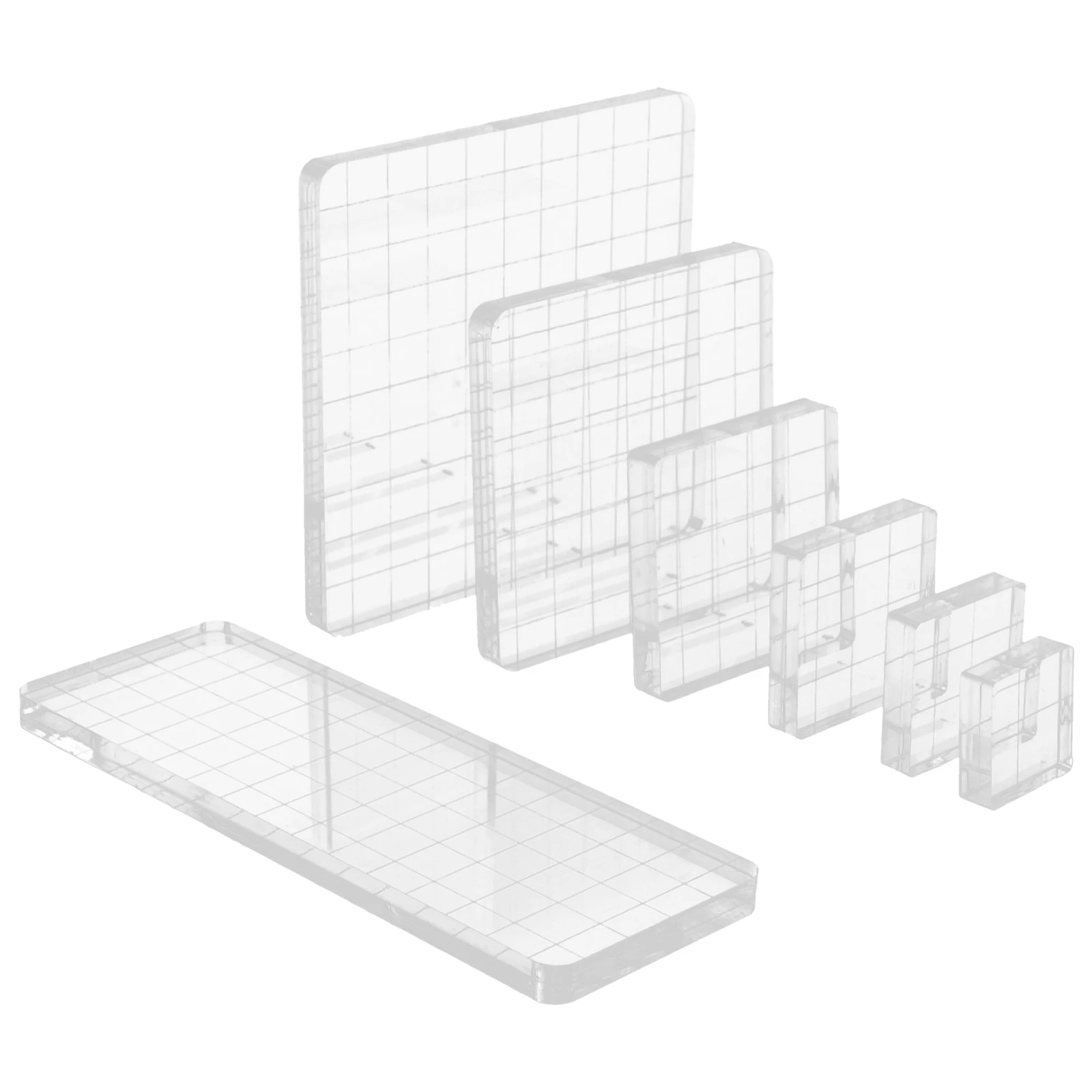 

7Pcs Clear Stamping Block Acrylic Tool with Transparent Design Craft Accessory for Journals
