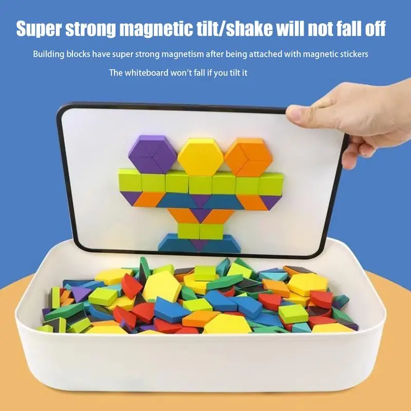 Geometric Shape Puzzle Magnetic Montessori Tangram Toys Wooden Educational Intelligence Brain Teasers Toy Shapes Puzzle Toys