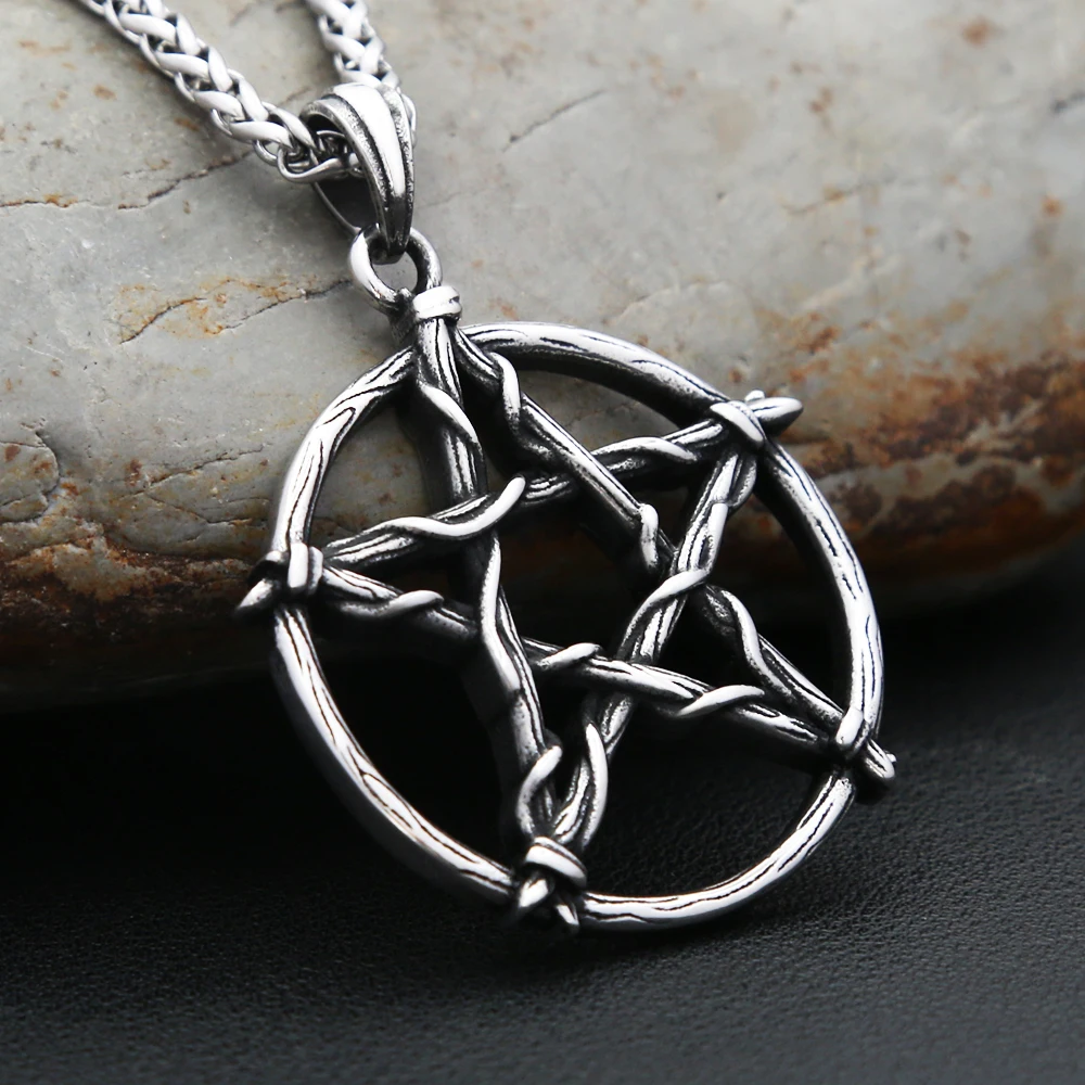 Fashion Gothic Star of David Pendant Necklace Men's Stainless Steel Punk Vintage Simple Pentagram Necklaces Unique Jewelry Gifts