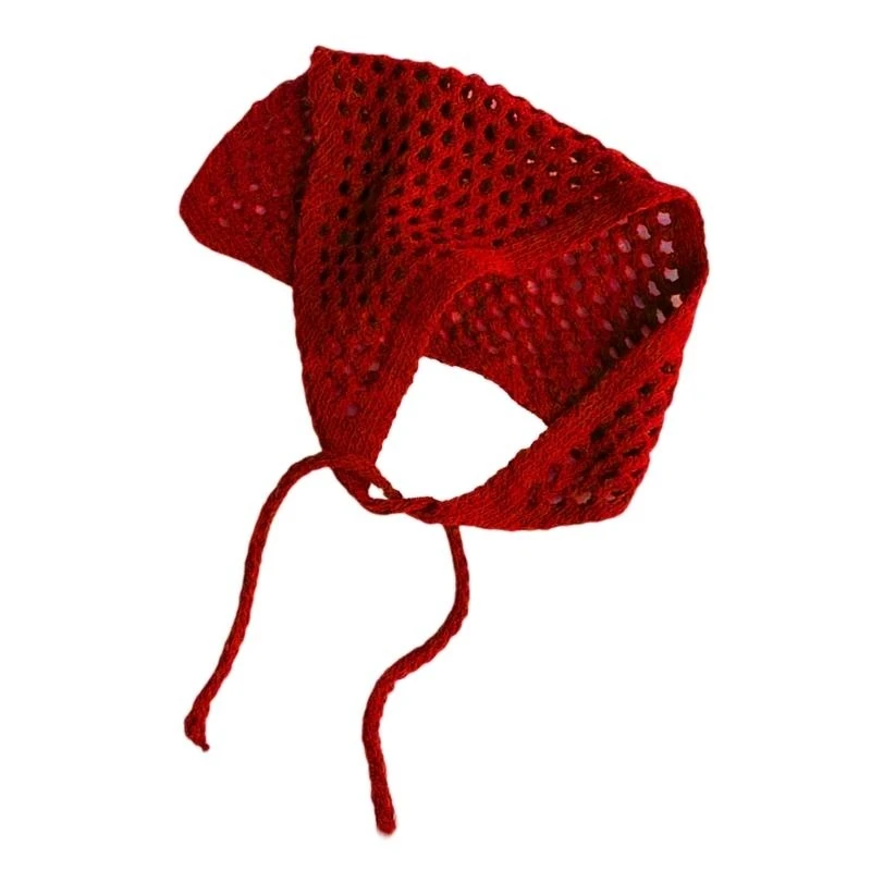 Hollowout Knit Scarf: Head Cover & Hip Wrap - usage example